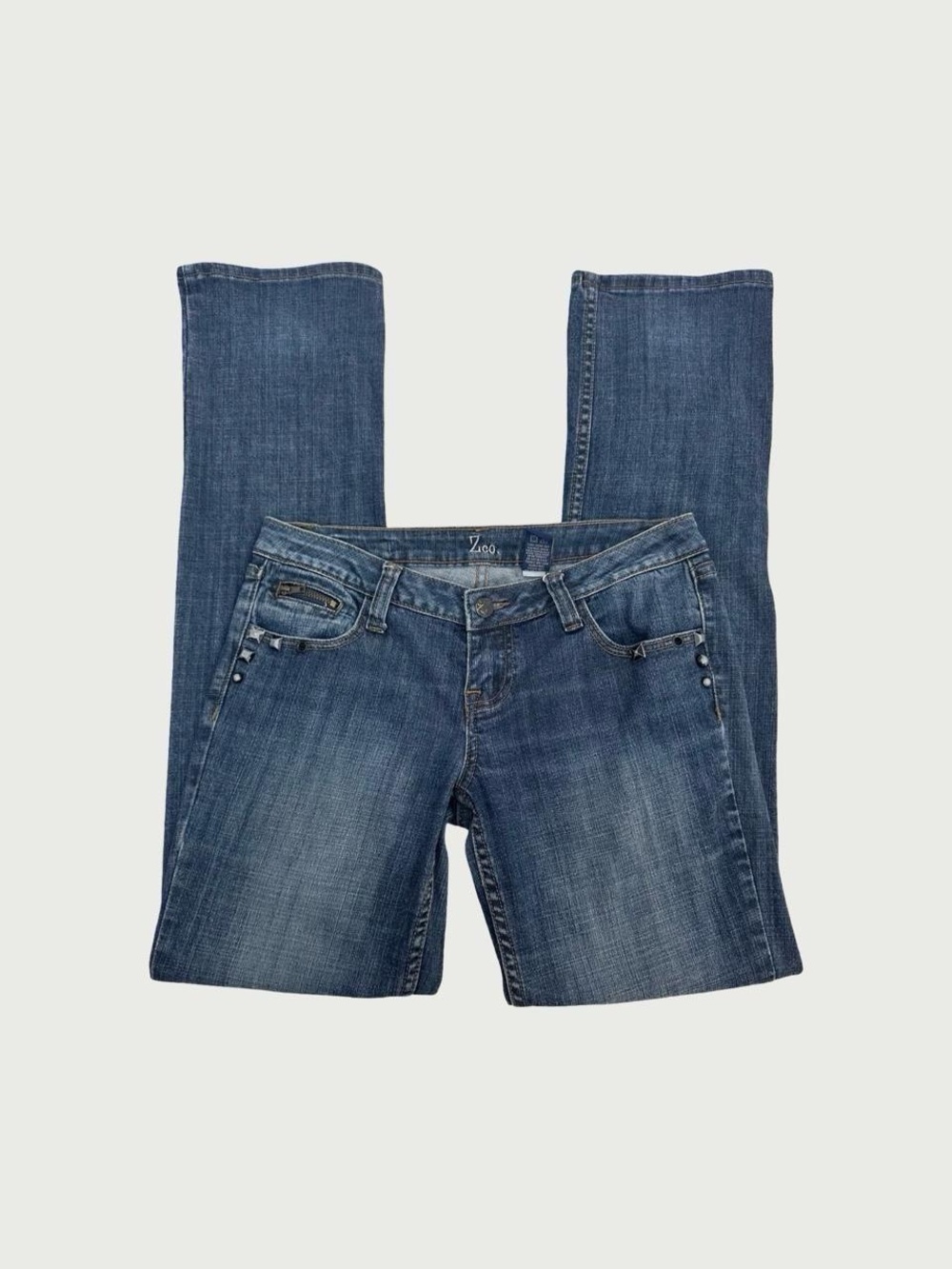Low Rise Straight Leg Studded Jeans